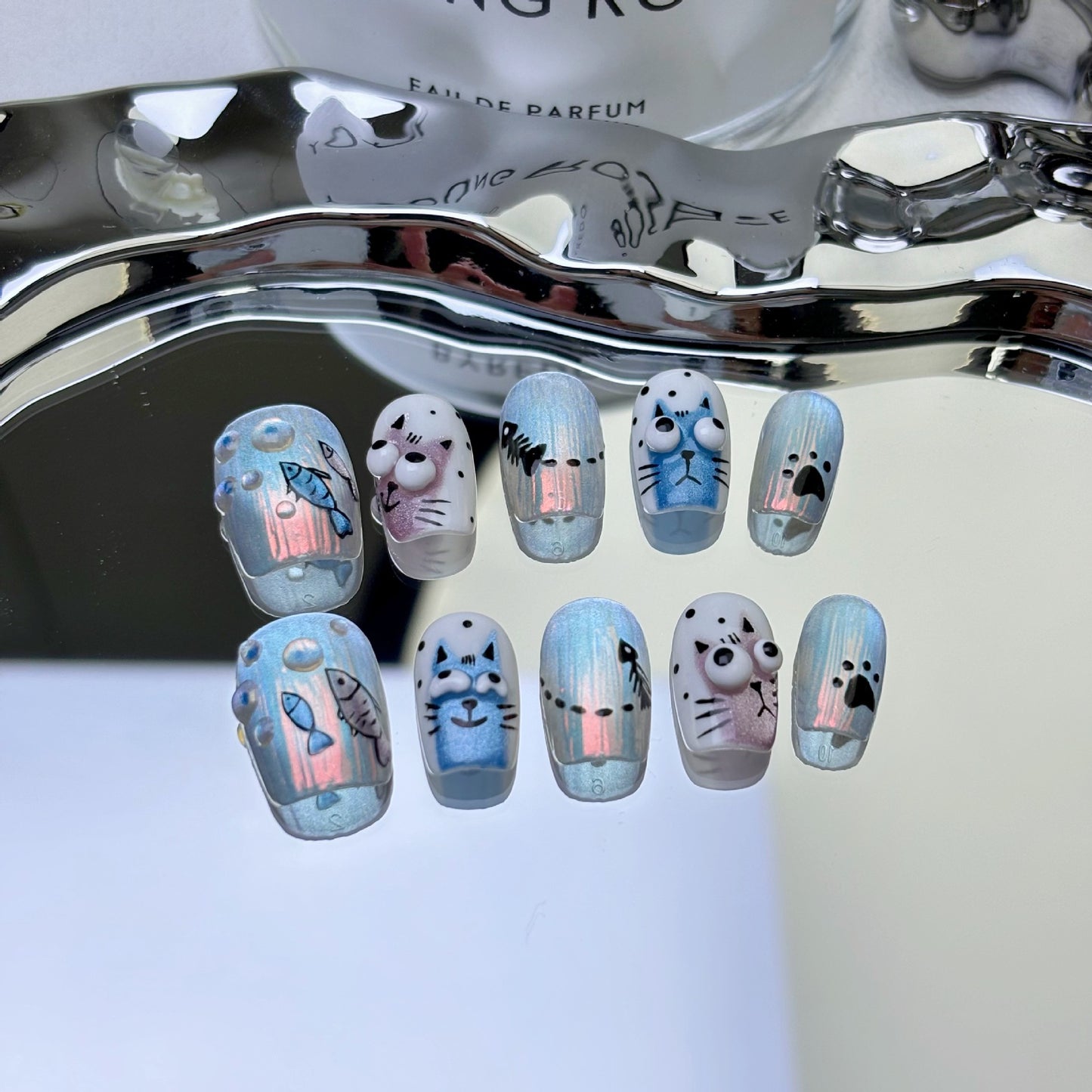 Cute Funny Cat Nail art