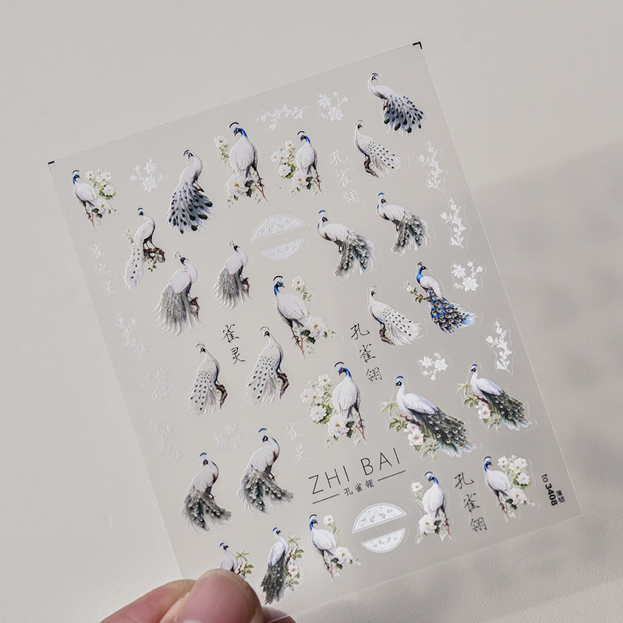 Peacock Nails Art Decal Sticker
