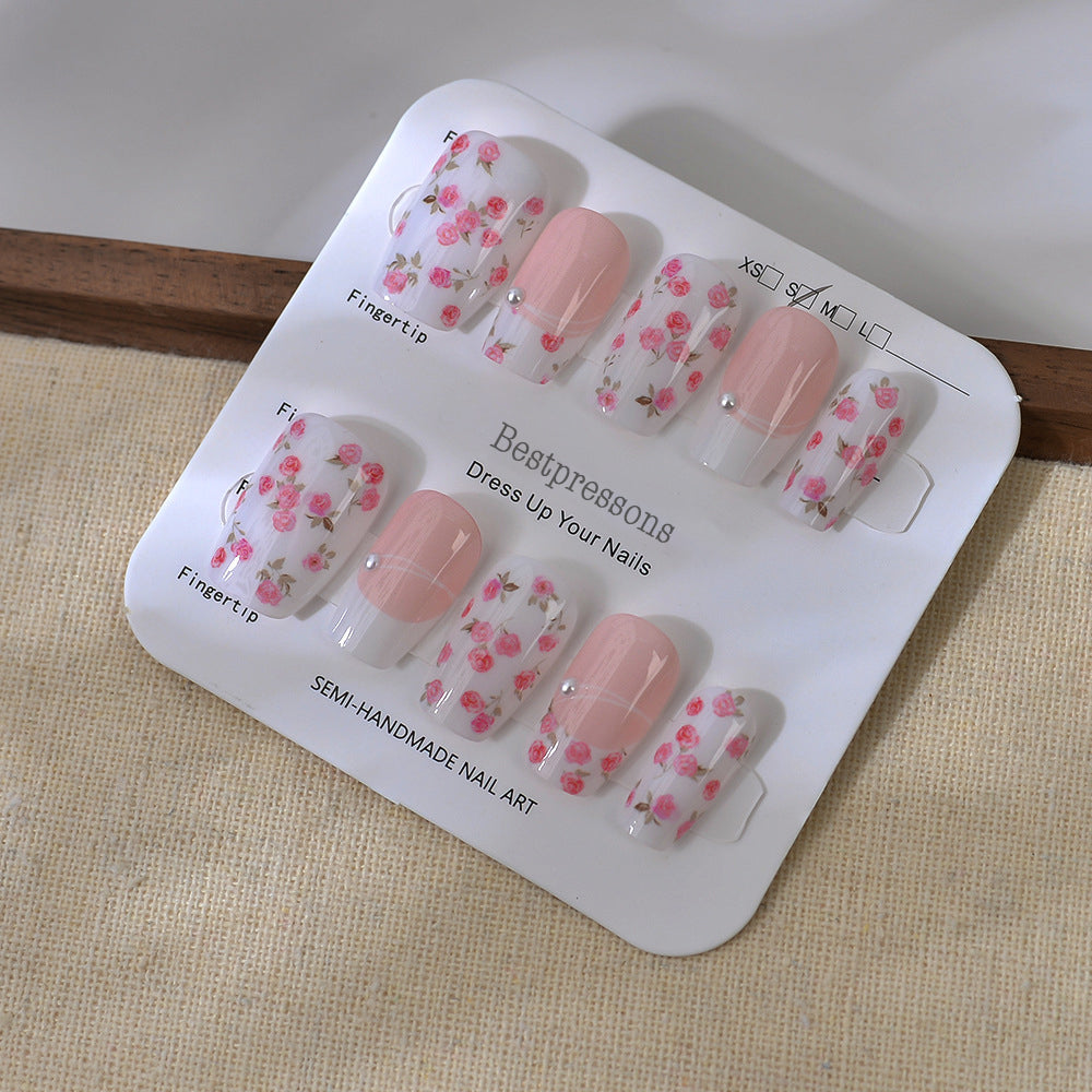 Pink Roses Nails