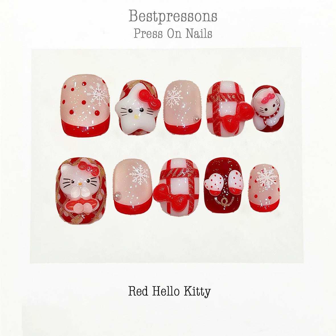 Red Hello Kitty Nails