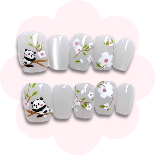 Cute Sakura Panda Nails