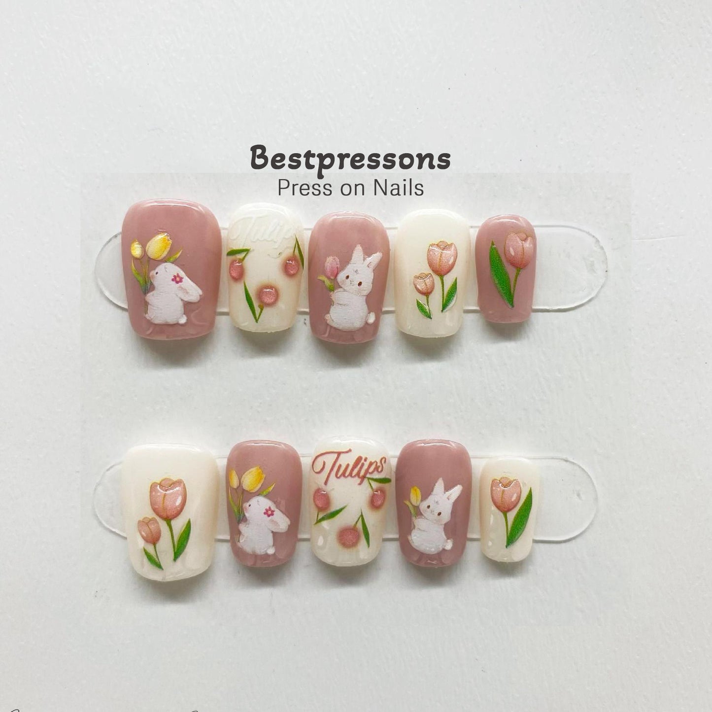 Cute Tulip Bunny Nails