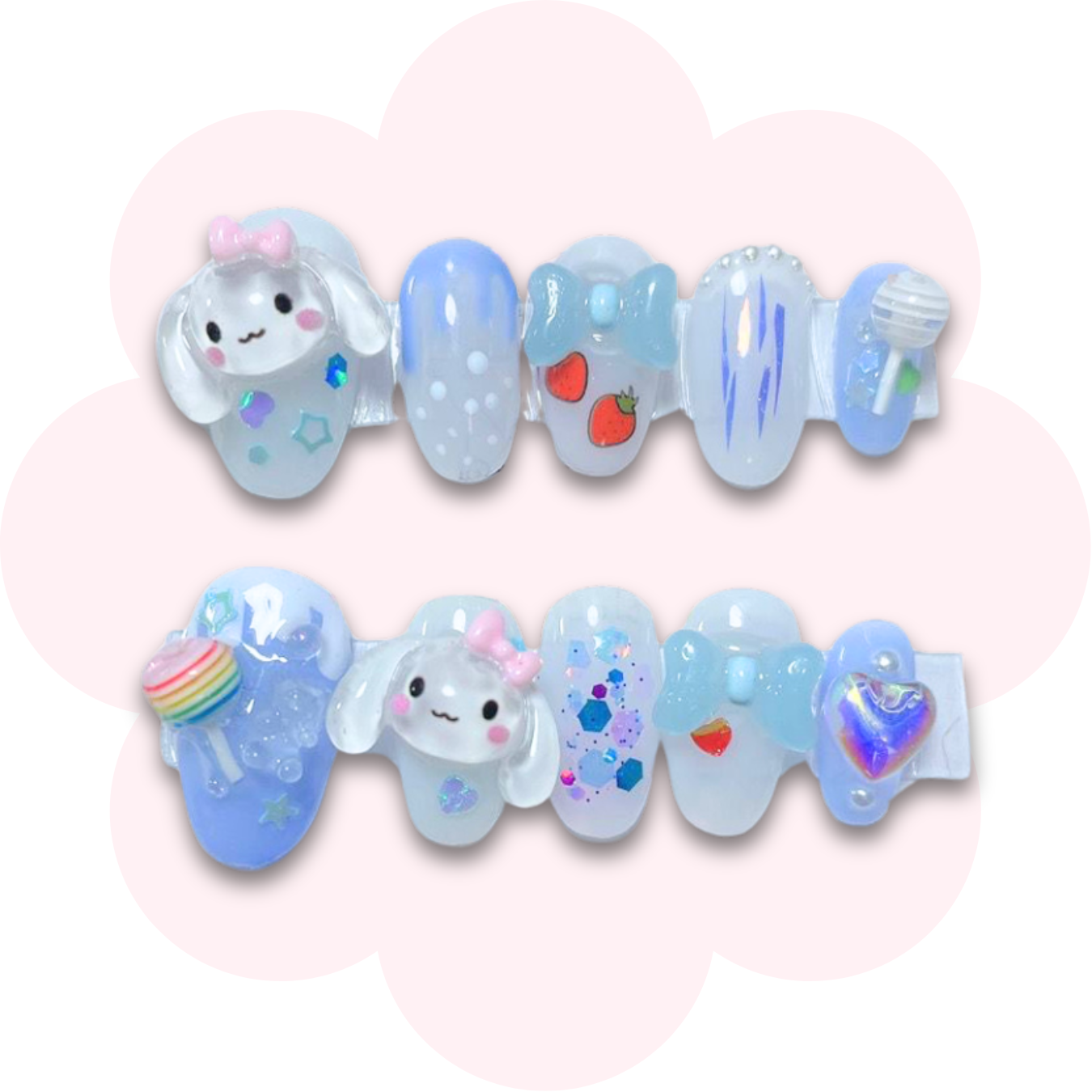 Icy Blue Sanrio Cinnamoroll Nails