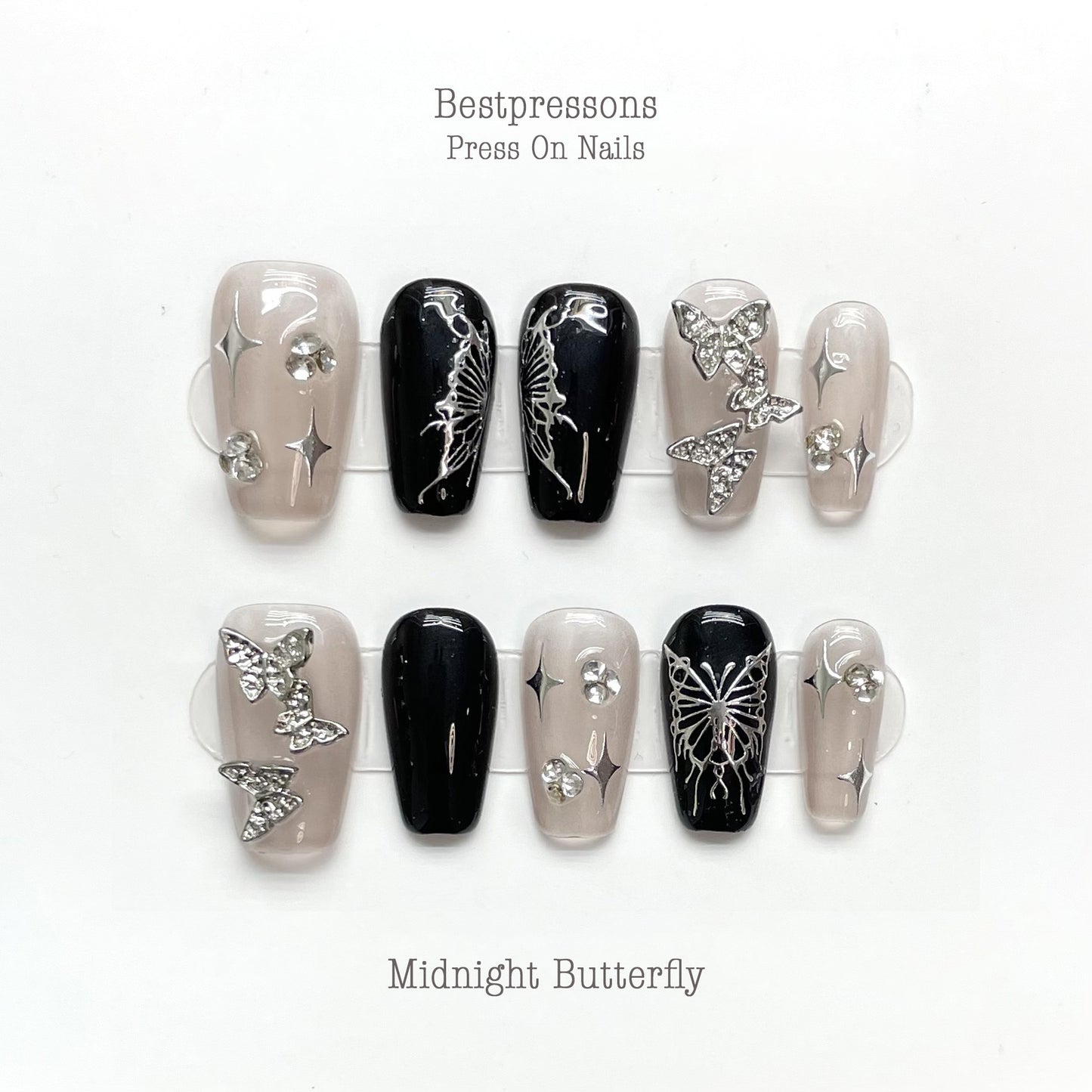 Midnight Butterfly Nails