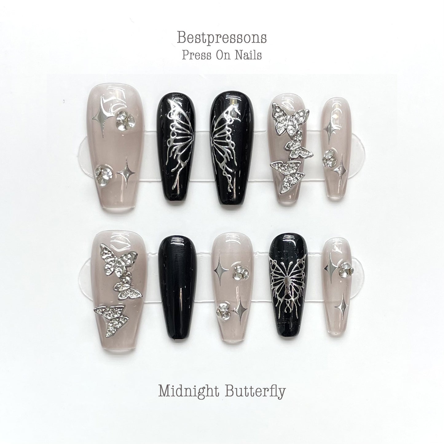 Midnight Butterfly Nails