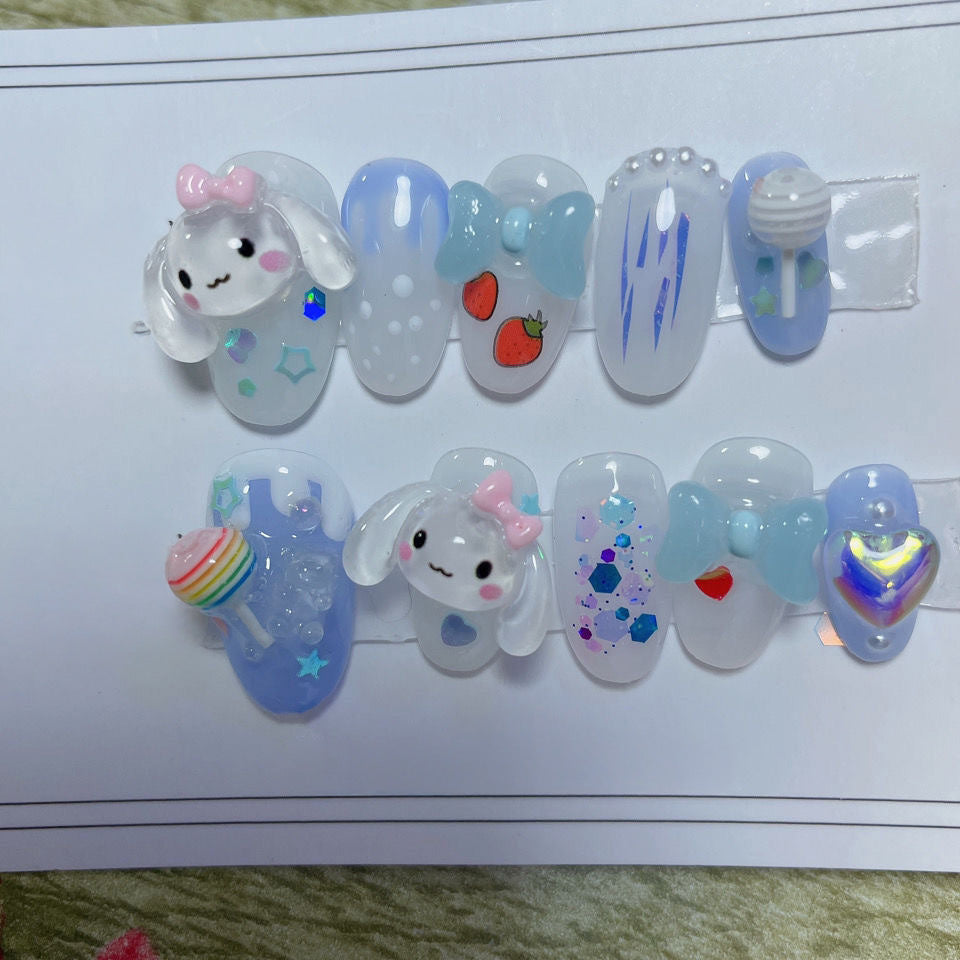 Icy Blue Sanrio Cinnamoroll Nails