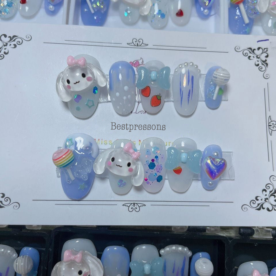 Icy Blue Sanrio Cinnamoroll Nails