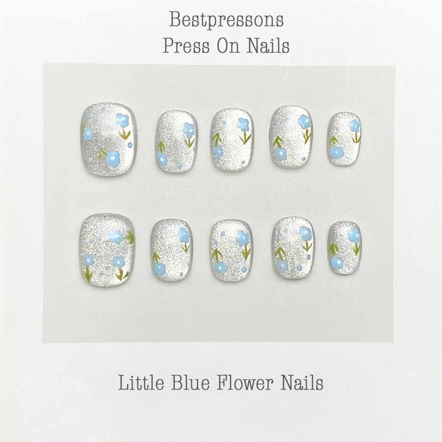 Little Blue Flower Nails