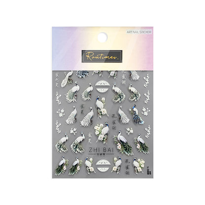 Peacock Nails Art Decal Sticker