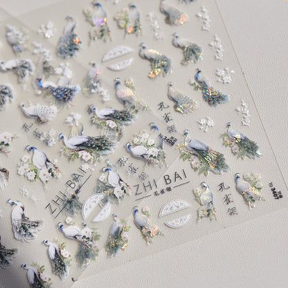 Peacock Nails Art Decal Sticker
