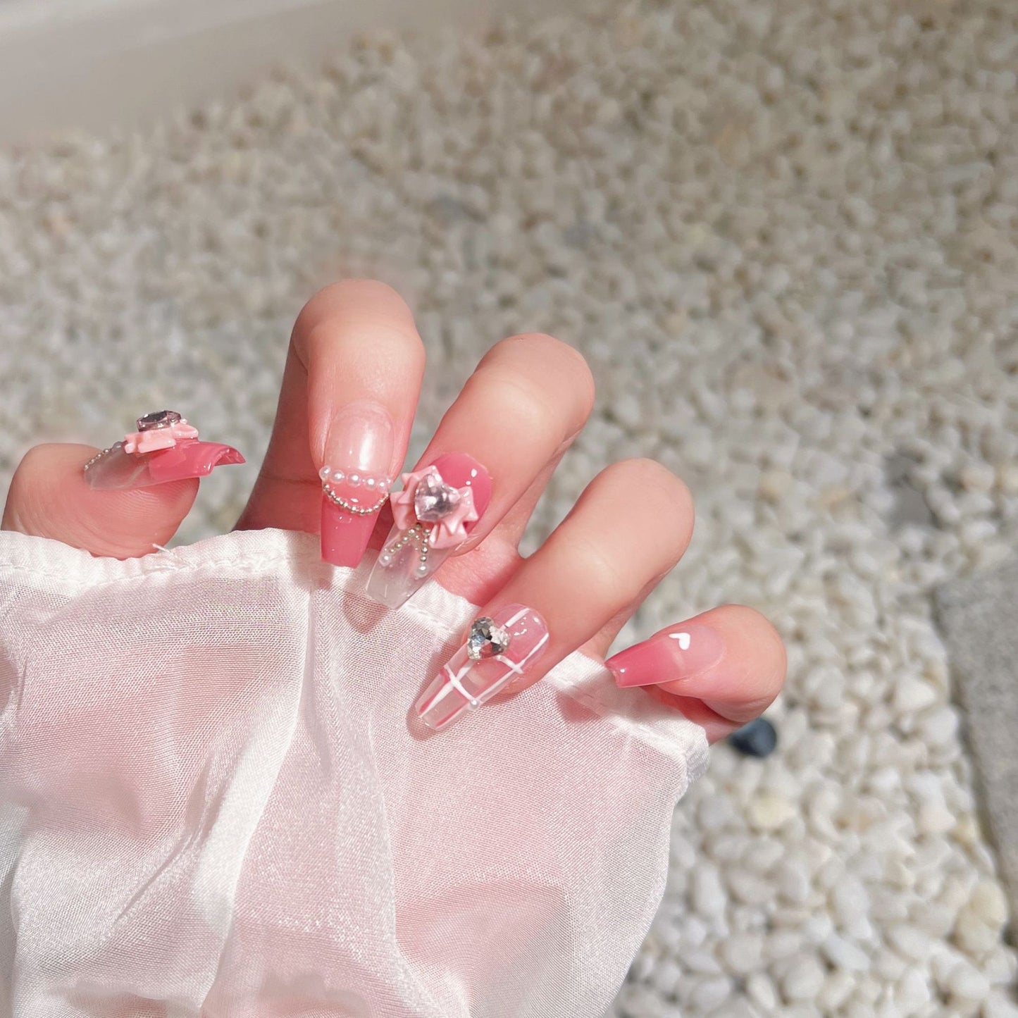 Pink Plaid Nails