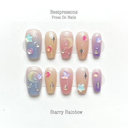 Starry Rainbow Nails