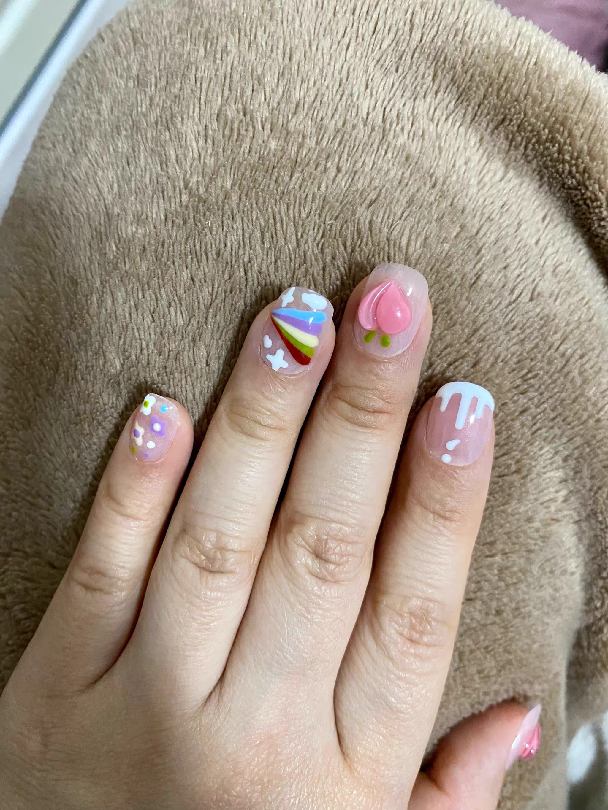 review photo of peach rainbow press on nails