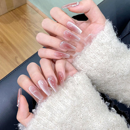 Strawberry Milk Cats Eye Nails
