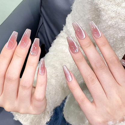 Strawberry Milk Cats Eye Nails